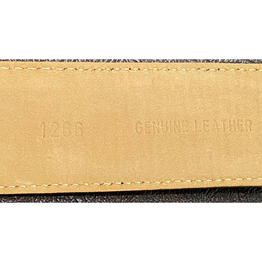 Harken USA Made Vintage Leather Belt Tan Colorful Inlay Western Boho Med 28–32 - Picture 9 of 10